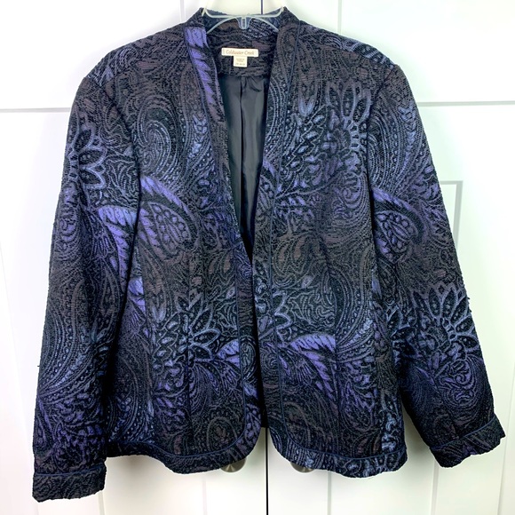 Coldwater Creek Jackets & Blazers - Coldwater Creek Black and Purple Paisley Blazer